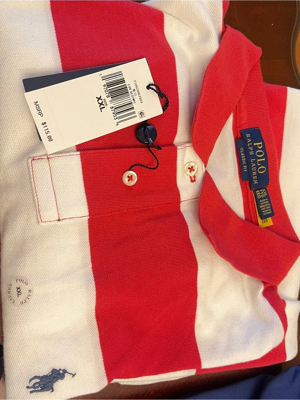 NWT Polo short sleeve by Ralph Lauren Men’s Red & White Striped Classic Fit